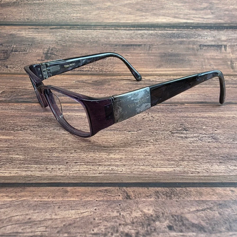 Vera Wang V042 Purple Marble Rectangle Eyeglasses 51-17-135 AY